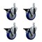 Service Caster 4'' Blue Poly Wheel Swivel 7/8'' Square Stem Caster Set with Brake, 4PK SCC-SQ20S414-PPUB-BLUE-PLB-78-4 - alternate 1